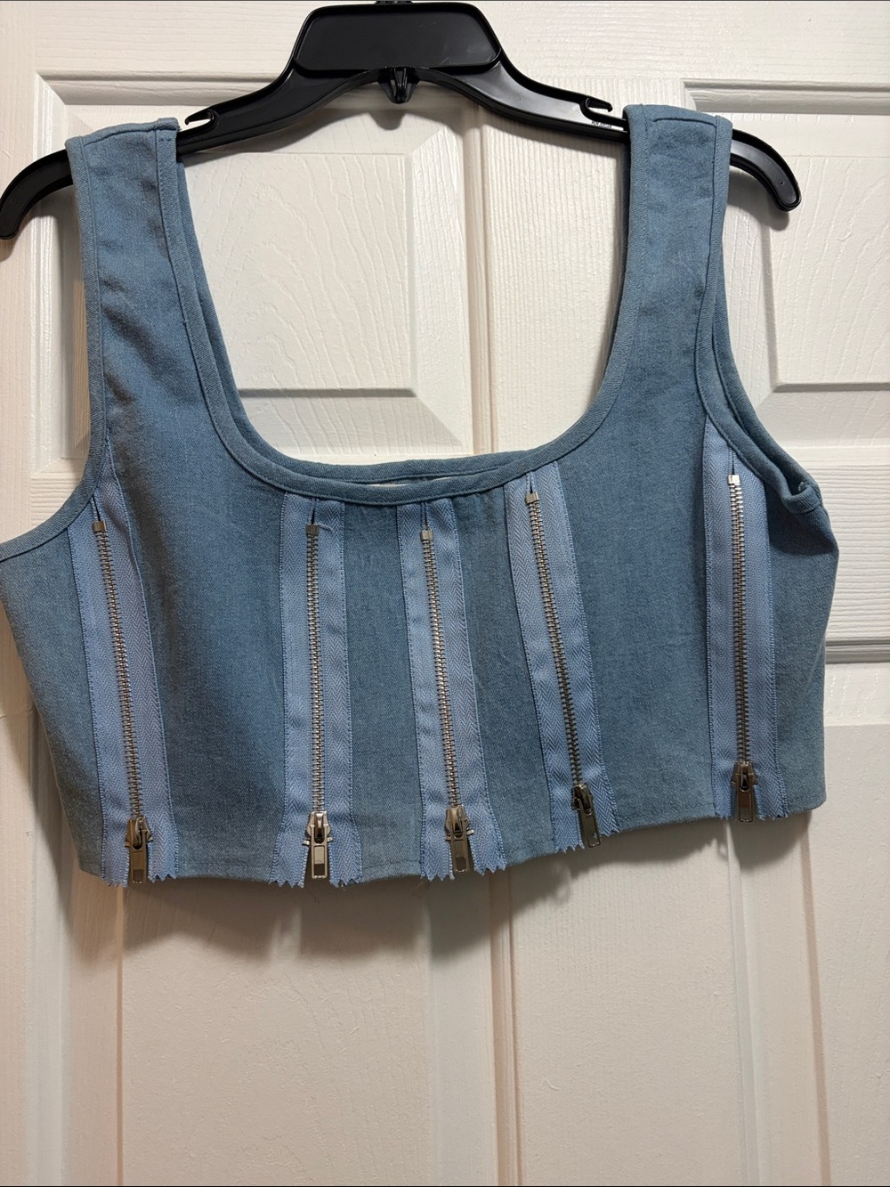 Hot & Delicious Dusty Blue Zipper Crop Top